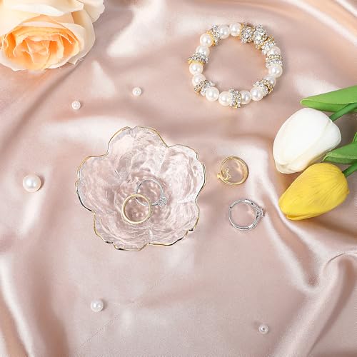 Ouligay Flower Jewelry Ring Dish - Elegant Glass Trinket Tray