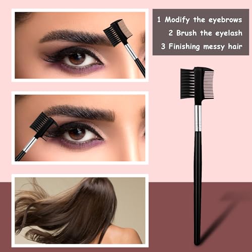 Salbsever 2Pcs Dual-Head Eyelash Comb and Eyebrow Brush Separator Tool