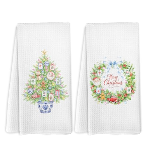 Mahjong Christmas Tree Kitchen Towels Set of 4 - Mahjong_2