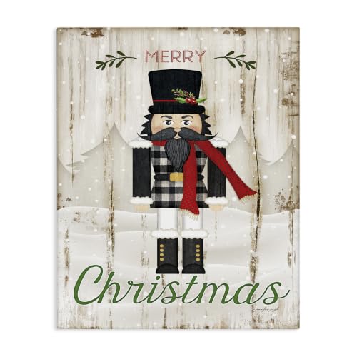 Merry Christmas Nutcracker Canvas Wall Art - 16 x 20 Inches Holiday Decor