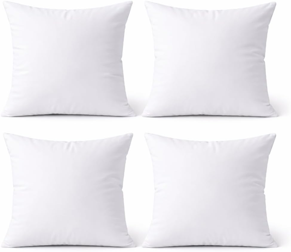 Skiennix Premium 18 x 18 Throw Pillow Inserts - Set of 4 Hypoallergenic Decorative Cushions for Sofa, Couch, Bed