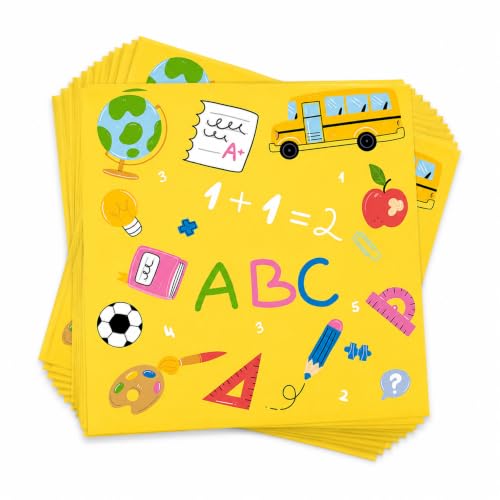 50pcs Back to School Paper Napkins 6.5in Disposable Lunch Party Supplies