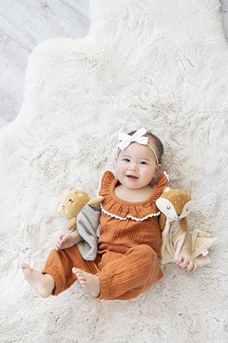 Pearhead Fox Baby Lovey, Organic Cotton Muslin Security Blanket