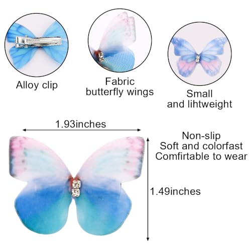 Blue Butterfly Hair Clips 20-Pack Rhinestone Y2K Hair Accessories