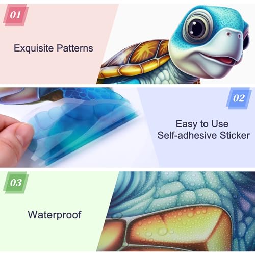 Ocean Animals Toilet Seat Stickers - 3pcs Waterproof Decals