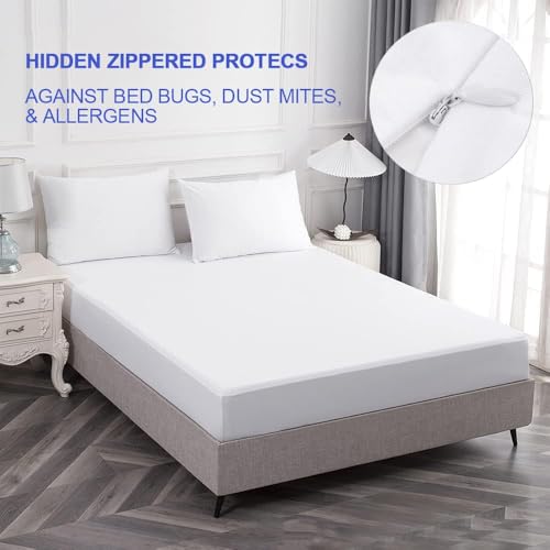 NOKOLULU Waterproof Pillow Protector Cover - Soft White Queen Size