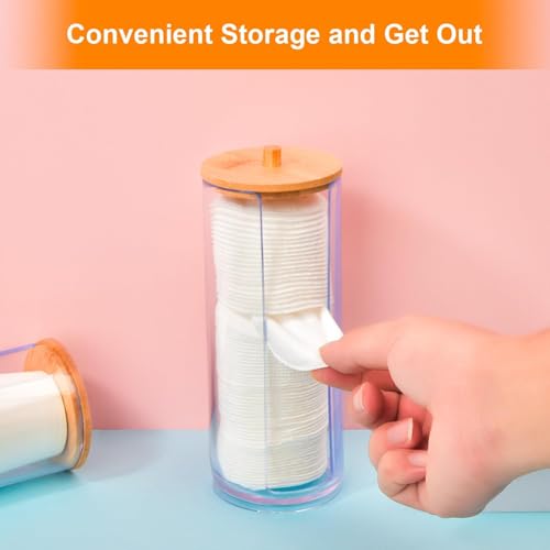 Cotton Swab and Pad Dispenser Set with Bamboo Lids - 2 PCS