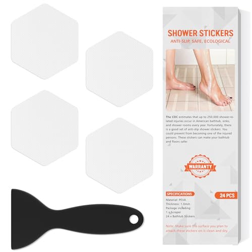 Non-Slip Bathtub Stickers - 24 Clear Adhesive Safety Decals