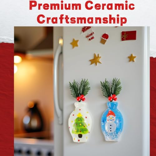 3-Inch Ceramic Flower Vase Magnets for Fridge - Handmade Art