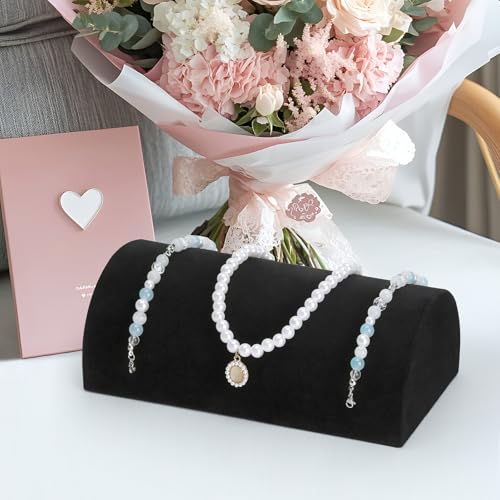 KUKUVR Velvet Half Moon Bracelet Display Stand Black Jewelry Organizer