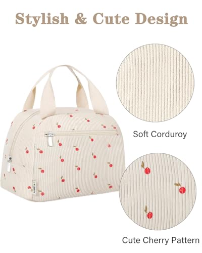 8L Cherry Insulated Lunch Tote Bag for Women - Lightweight & Stylish