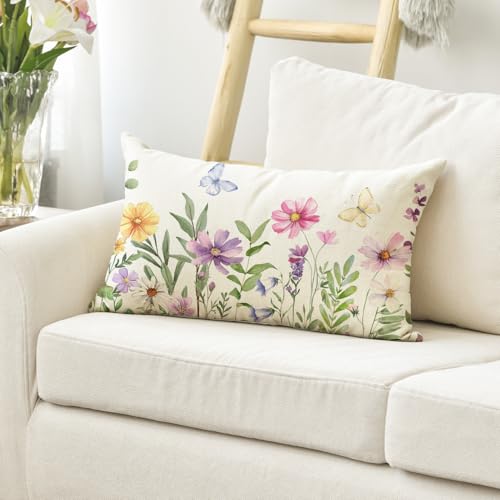 12x20 Inch Eucalyptus Butterfly Throw Pillow Cover for Spring