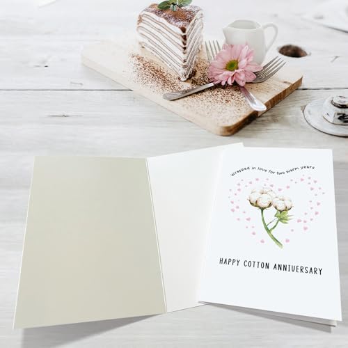 Happy 2-Year Anniversary Card for Him/Her - Cute Cotton Design