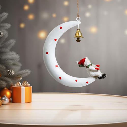 Ziyutam Christmas Moon Snowman Ornament with Bells - Festive Decor