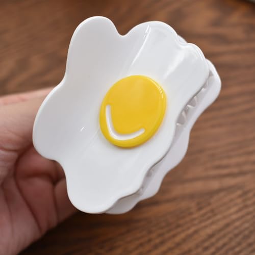Sunny Side Up Egg Hair Claw Clip 3.1 Inch Non-Slip Poached Egg Barrette