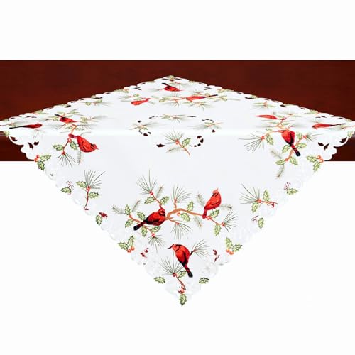 Simhomsen Embroidered Square Tablecloth 34 x 34 Inches Holiday Decor - Set of 1