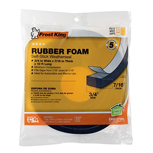 Frost King Sponge Rubber Foam Tape 3/4" W x 7/16" H x 10' L - Black