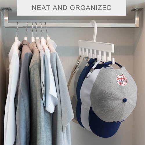 Muchfun 2-Pack Hat Hanger for Closet – 16-Hook Baseball Cap Organizer