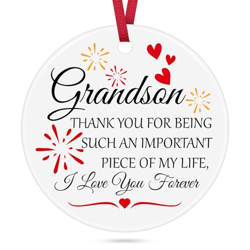 Personalized Ceramic Ornament for Grandson - Heart Plaque Gift