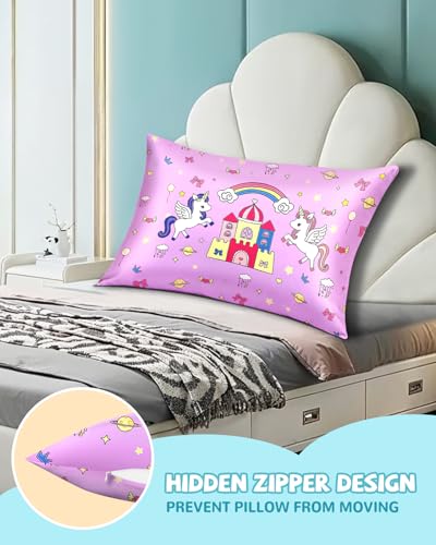 Miss Adola Kids Silk Pillowcase - 30x20 Inch, Couple Unicorn Design