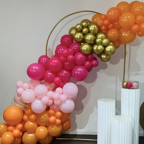 Hot Pink, Orange & Gold Balloons - 60pcs 12 Inch Birthday Party Decor