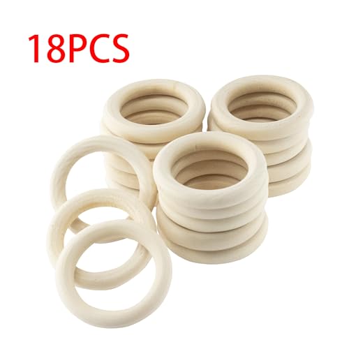 18 Pcs Natural Unfinished Wood Rings - 2 Inch for DIY Crafts