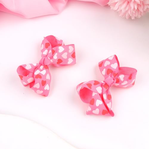 Valentine's Day Hair Bow Clips Pink Heart Hair Barrettes 2Pcs