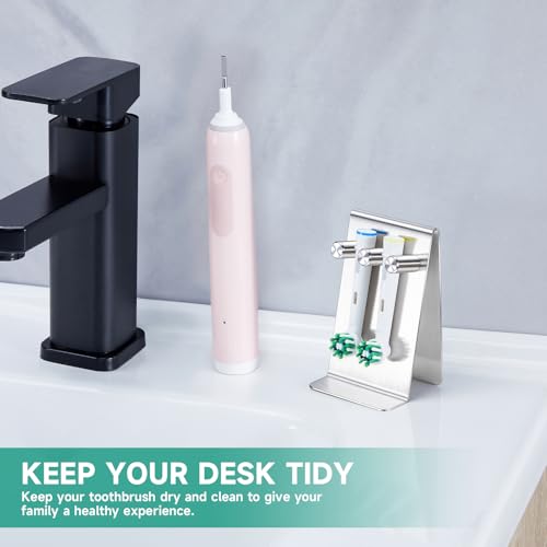 Oukimly Small Silver Electric Toothbrush Head Holder Wall or Tabletop Mount, Rustproof Bathroom Organizer