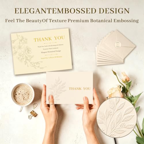 30 Pack Embossed Thank You Cards with Envelopes & Stickers