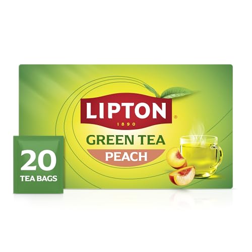 Lipton Peach Green Tea Bags - 20 Count, Unsweetened & Caffeinated