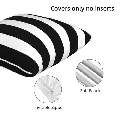 Poream Black and White Stripe 18x18 Inch Farmhouse Throw Pillow Covers Set of 2