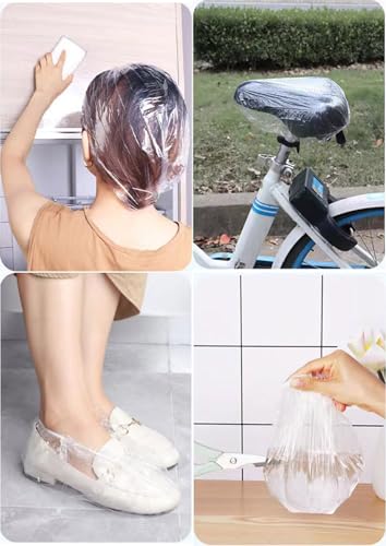 Borsicge 100 PCS Disposable Shower Caps Waterproof Clear Plastic Hair Caps