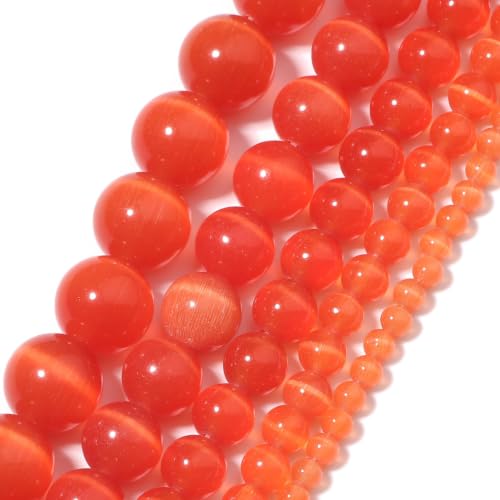 Red Cat Eye Stone Beads 8mm for Jewelry Making and Crafts