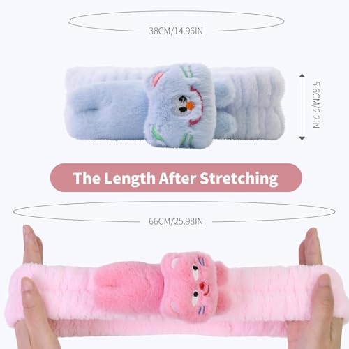 Kawaii Spa Headbands for Women 2-Pack Cute Fleece Face Wash Headband
