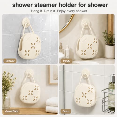 Ideal Swan Silicone Shower Steamer Holder - Beige Suction Cup Tray
