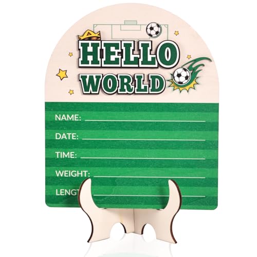 Hello World Newborn Announcement Sign - Wooden Birth Plaque