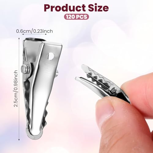 Bewudy 120 Pcs Small Alligator Hair Clips, 0.98 Inch Silver Metal Mini Hair Pins for Styling and DIY Crafts