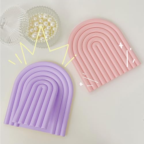 Small Arch Desk Makeup Mirror - Cute Aesthetic Vanity Mirror, Purple