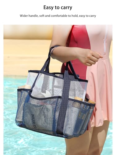 Portable Pink Mesh Shower Caddy Bag with 8 Pockets for Travel