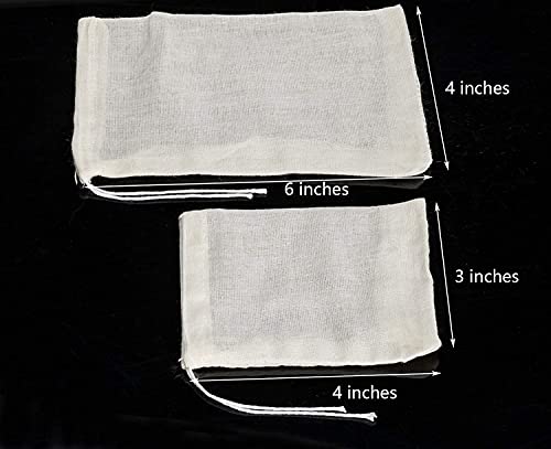 GIYOMI Natural Cotton Muslin Drawstring Bags - Reusable Soup Bags, 4x3 Inch