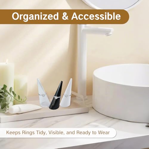 Acrylic Ring Cone Display Holders - Set of 3 in Clear, Black, White