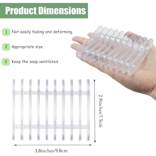 Naturahand 2 Pcs Self-Draining Clear Plastic Soap Holder for Shower & Sink