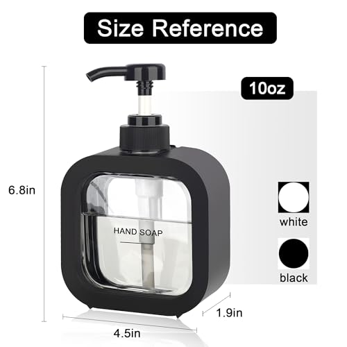Black Hand & Dish Soap Dispenser - Modern Plastic Pump with Labels