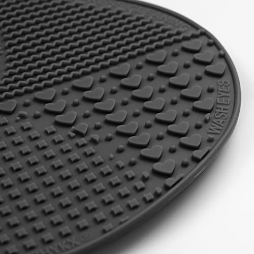 Ranphykx Silicone Makeup Brush Cleaner Mat with Suction Cups Black