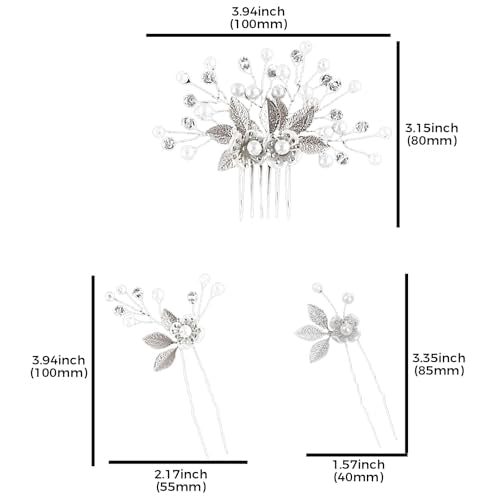 5-Piece Pearl Rhinestone Bridal Hair Clips Wedding Hair Accessories