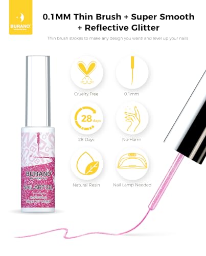 BURANO Holographic Liner Gel Nail Polish with Built-In Brush 8ml LX15