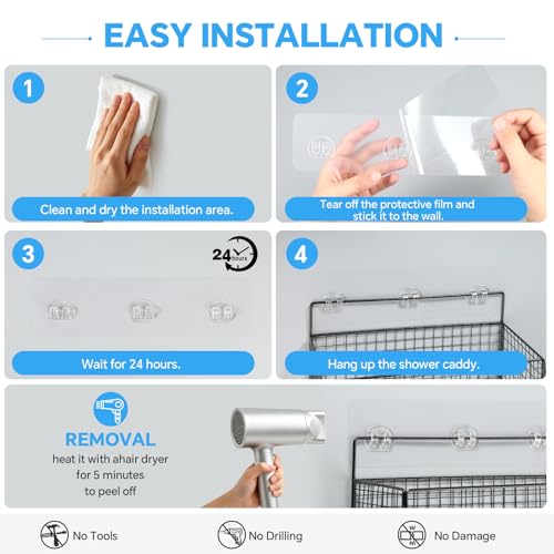 TTTred 15 Pack Adhesive Shower Caddy Replacement Strips, No-Drill Waterproof