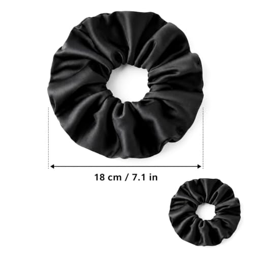 Utaly Jumbo Satin Silk Scrunchies 2 Set - Oversize Hair Ties for Thick Hair