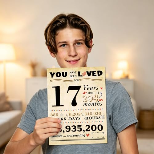 17th Birthday Card with Gold Envelope & Seal - 10.6 x 8 In