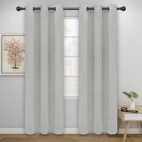 Easy-Going Thermal Blackout Curtains, 42x84 Inch Grommet Drapes - Greyish White